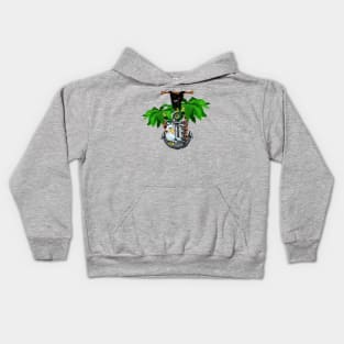 Anchor with funny gull and palm trees Kids Hoodie